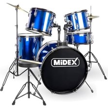 Midex CD900X-BL 22'' Yetişkin Akustik Bateri Davul Seti 22B-13T-12T-16F-14S (5 Parça)
