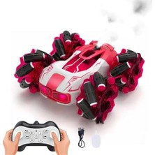 4x4 Buhar Atan Şarjlı Full Fonksiyon Uzaktan Kumandalı Akrobat Araba Duman Atar Dahili Typc-E Şarj (Kırmızı)