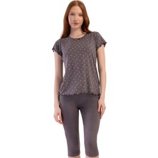 Vienetta Likralı Viskon  Kayık Yaka Kısa Kol Eteği Oval Kap