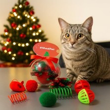Yılbaşı Temalı Kedi Oyuncak Seti 8 Parça – Zilli ve Hışırtılı Toplar, Yaylı ve Plastik Oyuncaklar – Noel Konsept Evcil Hayvanlar Için Eğlenceli Oyun Paketi