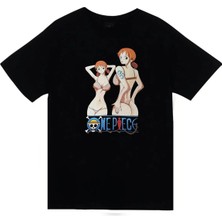 stonedfame One Piece - Nami - Anime Baskılı Unisex %100 Pamuk Siyah T-Shirt