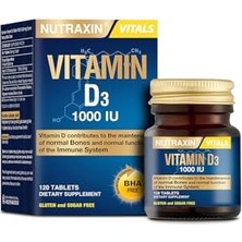 Nutraxin Vitals D3 Vitamin 1000 Iu 25 Mcg 120 Tablet Takviye Edici Gıda