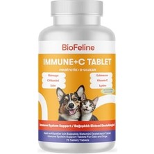 Biofeline Immune C Tablet ve Kedi ve Köpekler Için Bağışıklık Sistemi Desteği ve 75 Tablet