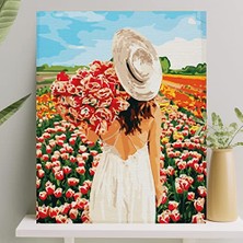 Sayılarla Boyama Tuval Seti Fırça Boya Dahil (Çıtalı) 40X50 cm - Lale