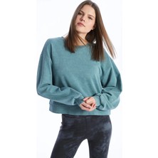 LC Waikiki Xsıde Actıve Yeşil Bisiklet Yaka Oversize Kadın Sweatshirt