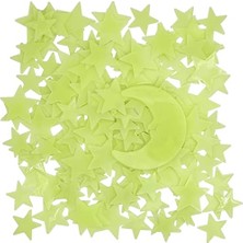 Karanlıkta Parlayan Fosforlu Ay ve Yıldız Tasarımlı Dekoratif (50 Adet Yıldız)