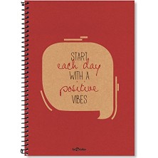 Lé Color 2015074/2 Eco Kraft Sert Kapaklı, Spiralli, Sarı Kağıtlı, 200 Sayfa, Kırmızı