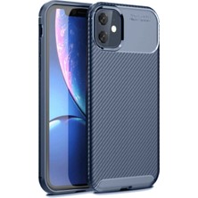 Newface iPhone 11 Kılıf Auto Focus Karbon Kapak - Lacivert