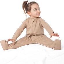 Organik Pamuk Çocuk Ayaklı Uyku Tulumu - 1 Tog - (12-18 Ay) - Kum Beji