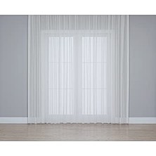 Gauze Fabric Design Folded Bej Keten Plus Tül Perde 100 x 250