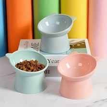 Aee 2'li Kedi Köpek Ergonomik Boyun ve Bıyık Sağlığı Için Özel Mama Su Kabı Bpa Sıfır Kolay Temizlenir Pürüzsüz Plastik