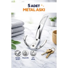 DESIPHON 5 Adet Noktalı Metal Askı Parlak Krom Portmanto Askılık Vestiyer Dolap Elbise Askısı Çift Kancalı