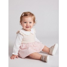 Lüks Kumru Tekstil Yakalı Omuz Fırfırlı 6-18 Ay Elbise - Pembe