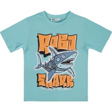Civil Boys Robo Shark Basklı 2-5 Yaş Tişört - Yeşil