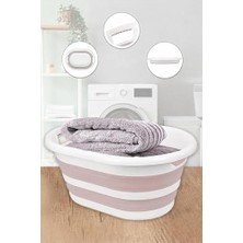 38 Litre Katlanabilir Silikon Çamaşır Sepeti Akordiyon Katlanır Sele Yer Kaplamayan Taşınabilir Ergonomik Kulplu Dayanıklı ve Hafif Depolama Sepeti Banyo ve Ev Kullanımı Kirli Sepeti (Pembe, 38 Litre)