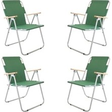 4 Adet Bahçe Sandalyesi Katlanır Sandalye Balkon Sandalyesi Yeşil
