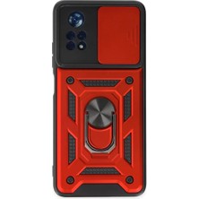 Newface Xiaomi Poco X4 Pro 5g Kılıf Pars Lens Yüzüklü Silikon - Kırmızı