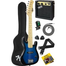 Midex CEG-30BL 4-6 Yaş Çocuklar Için Amfili Full 1/4 30 Inç Elektro Gitar Seti Blue Black