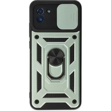 Newface Samsung Galaxy A03 Kılıf Pars Lens Yüzüklü Silikon - Yeşil