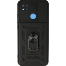 Newface Xiaomi Redmi 9c Kılıf Pars Lens Yüzüklü Silikon - Siyah