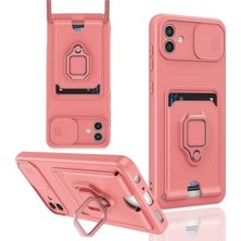Newface Samsung Galaxy A05 Kılıf Zuma Kartvizitli Yüzüklü Silikon - Pembe