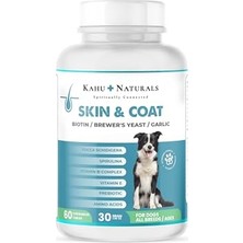 Kahu Naturals Skin&coat, Deri ve Tüy Sağlığı Takviye, Bira Mayası, Sarımsak, Mos, Spirulina, 60 Tablet
