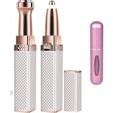 Luxury 2 Başlıklı Şarjlı Işıklı Kaş Bıyık Tüy Alma Kadın Epilasyon Aleti ve Mini Parfüm Şişesi