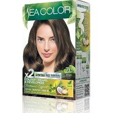 Sea Color Amonyaksız, Vegan, Doğal, Besleyici Kalıcı Saç BOYASI%100 Beyaz Kapama (1 Paket 2 x 50 ml Boya & Oksidan) (Kumral 7.0)