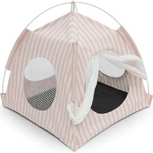 Kedi Köpek Evi Çadırı – Taşınabilir Katlanabilir Pet Çadırı – File Pencereli, Minderli, Konforlu Kapalı Uyku Alanı – Hafif ve Dayanıklı Küçük Irk Kedi Köpek Çadır Evi (Pembe)