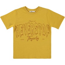 Civil Boys Never Stop Baskılı 10-13 Yaş Tişört - Hardal