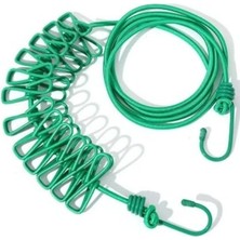 12 Adet Mandallı Taşınabilir Elastik Balkon Koridor Ev Koridor Yatak Odası Ofis Çamaşır Asma Ipi