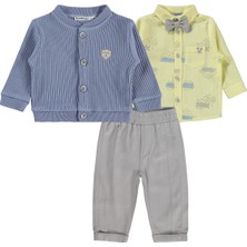 Lüks Kumru Tekstil Papyonlu Hırka 3 Lü 6-18 Ay Takım - Sarı