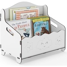 Mingitav Monte Montessori Bank Kitaplık Dergilik Çocuk Odası Ahşap Mdf Bebek Kitaplığı Mini Çocuk Kitaplığı (Beyaz)