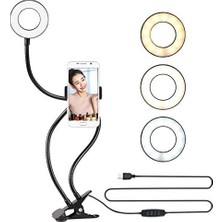 LED Ring Light Youtuber Makyaj Akrobat LED Halka Işık Kuaför, Halka Video Işığı, Canlı Aramalar Için Işık Kaynağı Lamba,telefon Tutuculu Stand Işıklı, Işık Desteği Sarı Beyaz Gün Işığı Jd-01