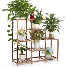 Ahşap Bitki Standı – 7 Katlı Çiçek Rafı, Yüksek Sıcaklıkta Karbonize Edilmiş Dayanıklı Ahşap, Balkon, Salon ve Bahçe Dekoru Için Çok Katlı Saksılık, Dekorasyon Dıy