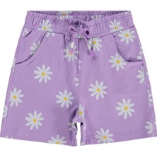 Civil Girls Papatya Desenli 2-5 Yaş Şort - Lila