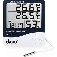 Htc-2 Problu Termometre Nem Ölçer Saat Takvim