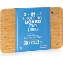 Bluefox 3'ü 1 Arada Bambu Kesme Tahtası: Doğrama Tahtası, Kesim Cetveli ve Tepsi Fonksiyonlarıyla Mutfakta Pratik Çözüm,su Oluklu, Bıçak Dostu, Neme Dayanıklı Yüzey, 38X25 cm