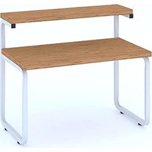 Mutfak Organizer Tezgah Üstü Metal Raflı Mikrodalga Fırın Standı Bambu,