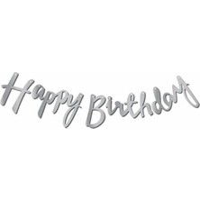Tuba Toptaş Kaligrafi Banner Gümüş Happy Birthday, 8979867897875675