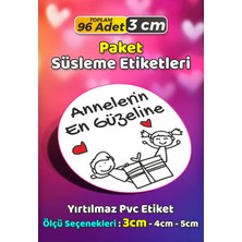 Sb Store Anneler Günü Ambalaj Hediye Paket Süsleme Etiketi Model 9 - 96 Adet 3cm