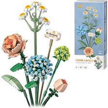 Mini Bloklar Çiçek Buketi Yapı Seti, Yapay Çiçek Yapı Taşları, Ev Dekorasyonu, 680 Adet, 8 – 12 Yaş Arası Kızlar Için Yaratıcı Botanik Koleksiyonu (Papatya / Ortanca / Gül / Gül Goncası)