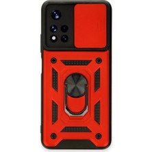 Newface Xiaomi Poco M4 Pro 5g Kılıf Pars Lens Yüzüklü Silikon - Kırmızı