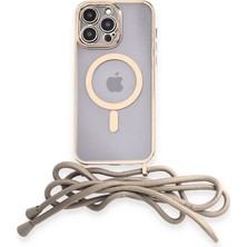 Newface iPhone 12 Pro Max Kılıf Divo Lazer Askılı Magsafe Kapak - Gold