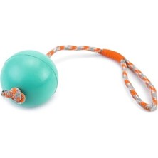 Köpek Oyuncağı, Ipli Dolu Top, Kauçuk, Turkuaz, 30CM