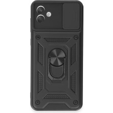 Newface Samsung Galaxy A04E Kılıf Pars Lens Yüzüklü Silikon - Siyah