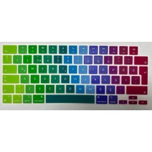 Arabulalaca Macbook Air 15 Inç  A3448 M5 Işlemci Türkçe Q Silikon Klavye Koruyucu Gökkuşagı