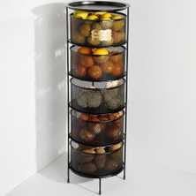 5 Katlı Açılır Kapanır Paslanmaz Metal Sebzelik Yükseklik 94 cm -(Siyah)