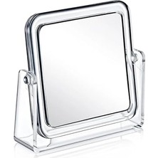 Busstier Çift Taraflı Büyüteçli Kare Makyaj Aynası, 360° Döner Mekanizmalı ve Taşınabilir Kompakt Tasarım