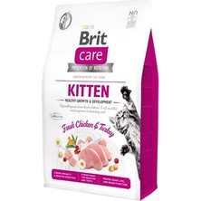 Care Kitten Healthy Gowth & Development, Yavru Kediler, Hamile Veya Emziren Kediler Için, Tahılsız, Hipoalerjenik, Taze Tavuk Etli ve Hindi Etli Kuru Mama, 2 kg